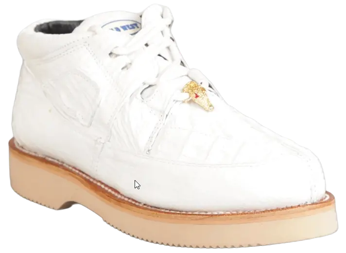 Wild West 2ZA052828 Men's White Genuine Caiman Crocodile/Smooth Ostrich Sneakers Suit Essence