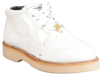 Wild West 2ZA052828 Men's White Genuine Caiman Crocodile/Smooth Ostrich Sneakers Suit Essence