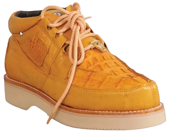 Wild West 2ZA052802 Men's Buttercup Genuine Caiman Crocodile/Smooth Ostrich Sneakers