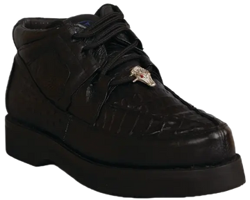 Wild West 2ZA052805 Men's Black Genuine Caiman Crocodile/Smooth Ostrich Sneakers