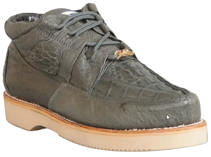Wild West 2ZA052809 Men's Gray Genuine Caiman Crocodile/Smooth Ostrich Sneakers