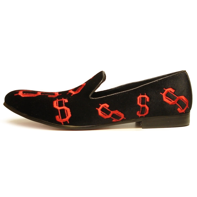 Fiesso FI-7062 Black Red Loafers