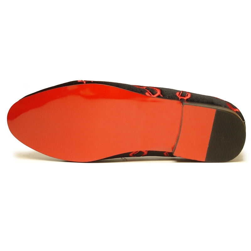 Fiesso FI-7062 Black Red Loafers