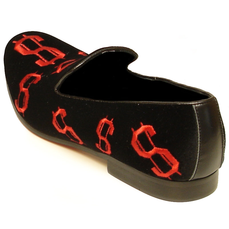 Fiesso FI-7062 Black Red Loafers