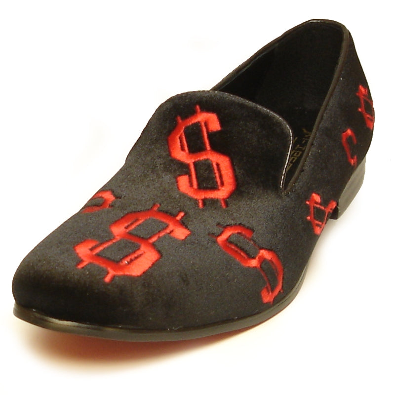 Fiesso FI-7062 Black Red Loafers