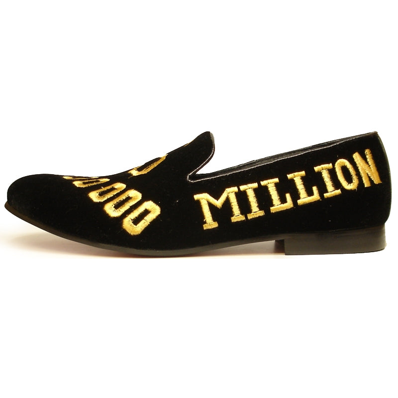 Fiesso FI-7063 Black Gold Loafers