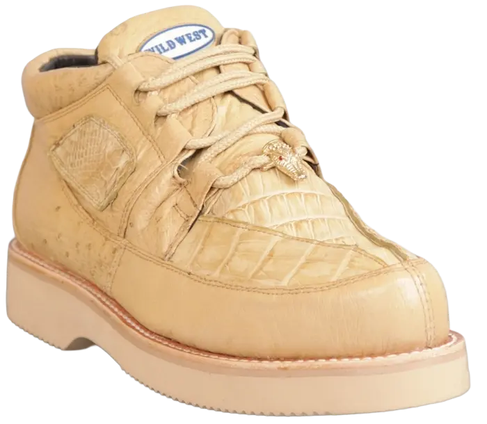 Wild West 2ZA052811 Men's Oryx Genuine Caiman Crocodile/Smooth Ostrich Sneakers