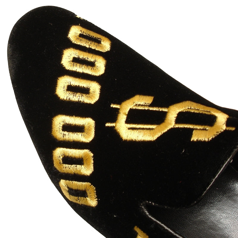 Fiesso FI-7063 Black Gold Loafers