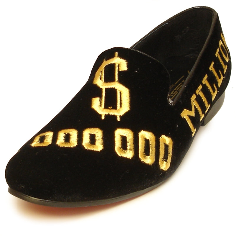 Fiesso FI-7063 Black Gold Loafers