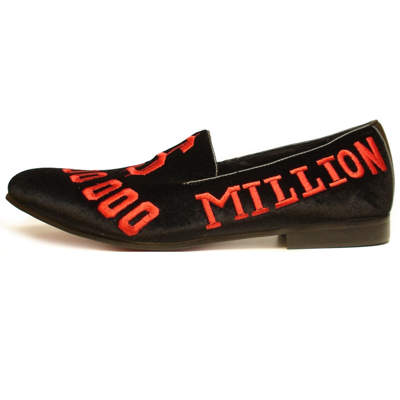 Fiesso FI-7063 Black Red Loafers