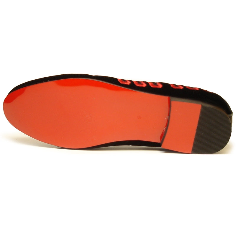 Fiesso FI-7063 Black Red Loafers