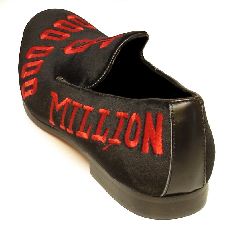 Fiesso FI-7063 Black Red Loafers