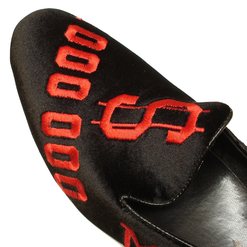 Fiesso FI-7063 Black Red Loafers