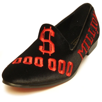 Fiesso FI-7063 Black Red Loafers