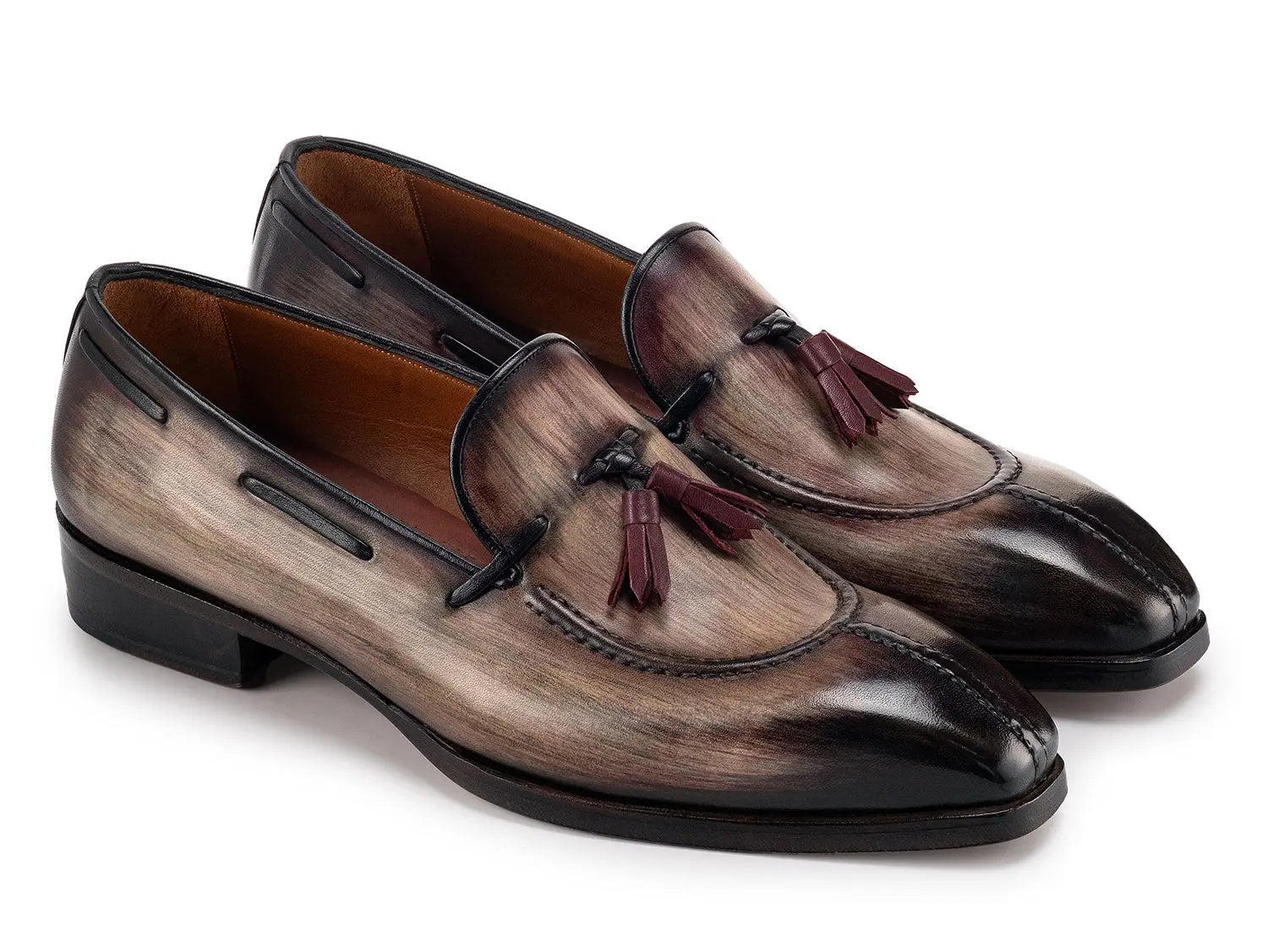 Paul Parkman Men's Split Toe Brown Patina Genuine Leather Tassel Loafers (ID#8135-BRW) PAUL PARKMAN