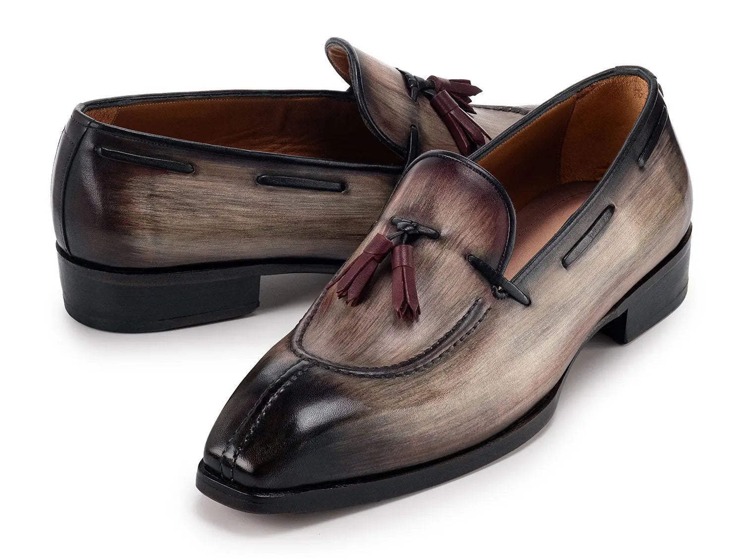 Paul Parkman Men's Split Toe Brown Patina Genuine Leather Tassel Loafers (ID#8135-BRW) PAUL PARKMAN