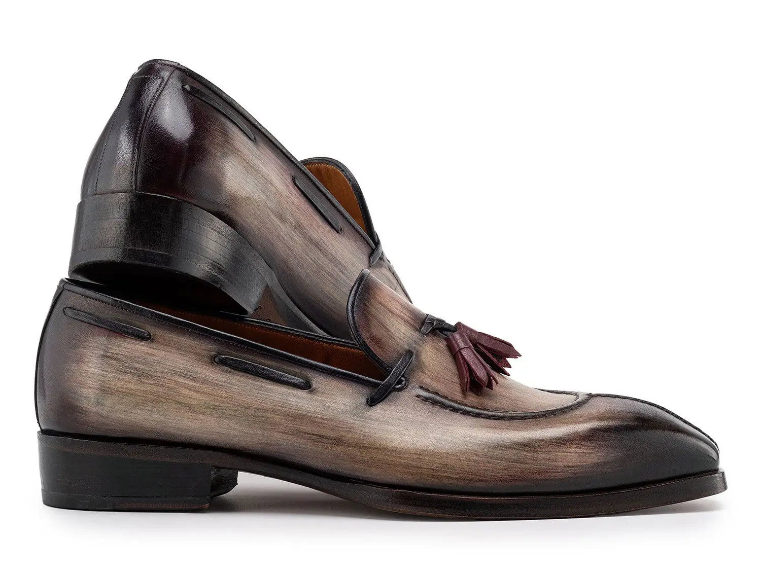 Paul Parkman Men's Split Toe Brown Patina Genuine Leather Tassel Loafers (ID#8135-BRW) PAUL PARKMAN