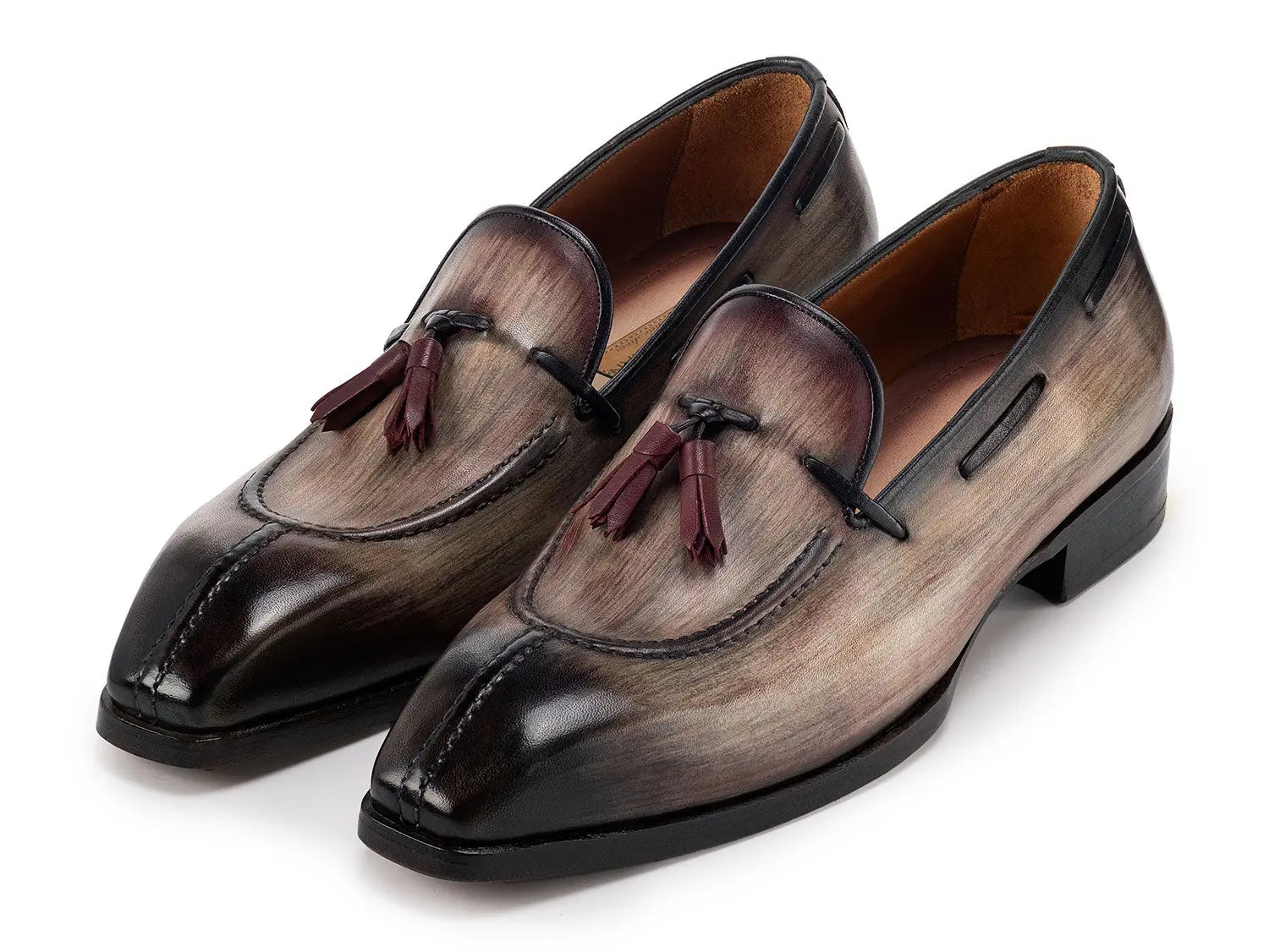 Paul Parkman Men's Split Toe Brown Patina Genuine Leather Tassel Loafers (ID#8135-BRW) PAUL PARKMAN