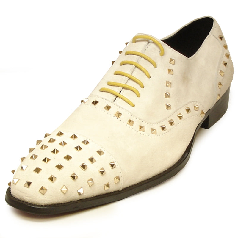 Fiesso FI-7010 White Gold Loafers