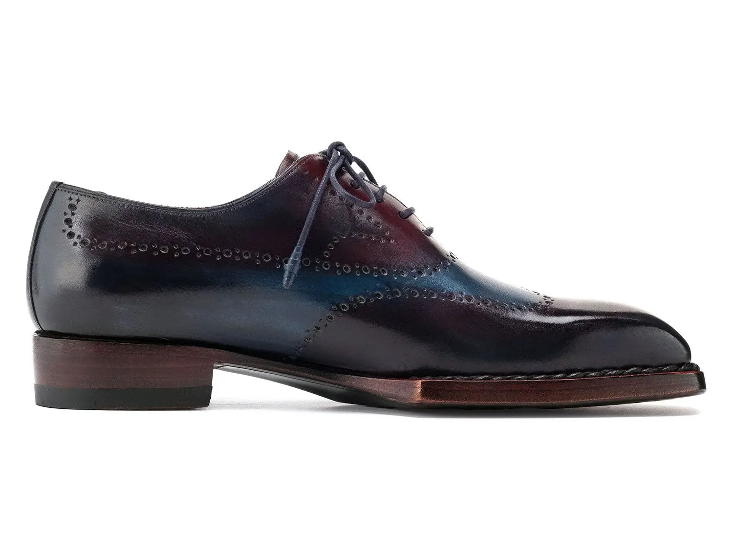 Paul Parkman Men's Bordeaux/Blue Goodyear Welted Wingtip Oxfords (ID#81BRL94) PAUL PARKMAN