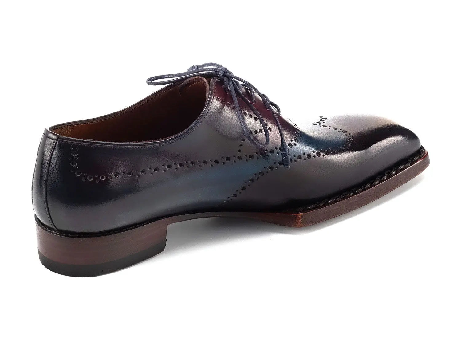 Paul Parkman Men's Bordeaux/Blue Goodyear Welted Wingtip Oxfords (ID#81BRL94) PAUL PARKMAN