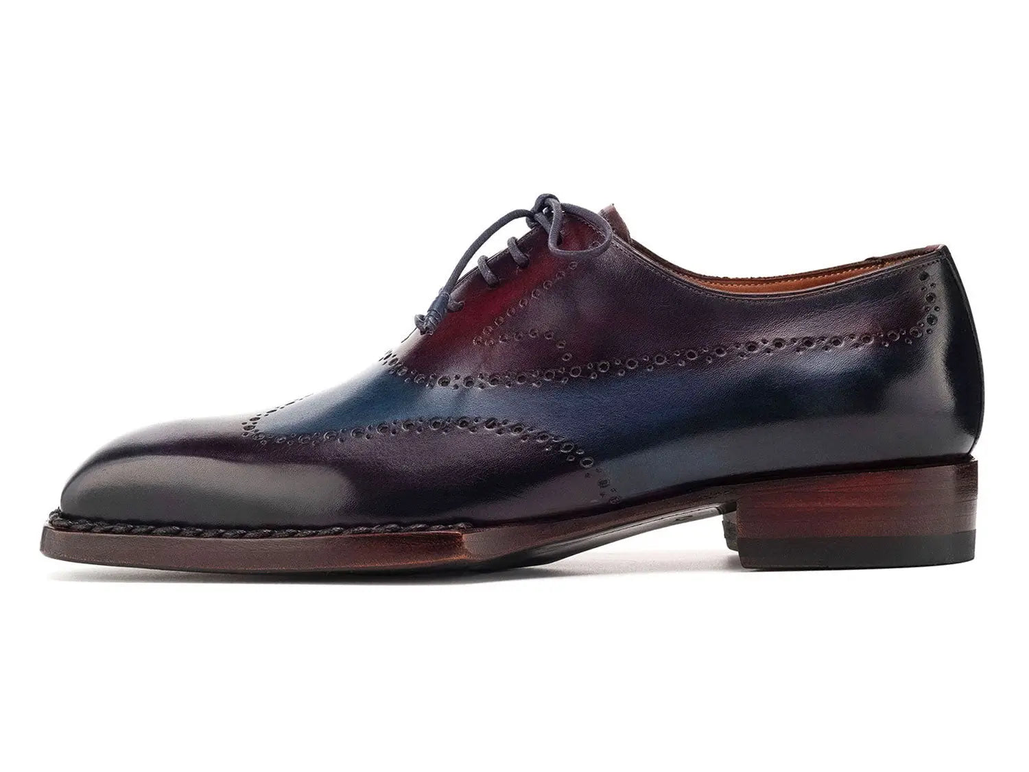 Paul Parkman Men's Bordeaux/Blue Goodyear Welted Wingtip Oxfords (ID#81BRL94) PAUL PARKMAN