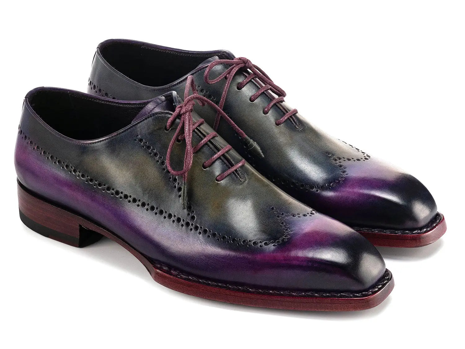 Paul Parkman Men's Purple/Grey Goodyear Welted Wingtip Oxfords (ID#81PRY73) PAUL PARKMAN