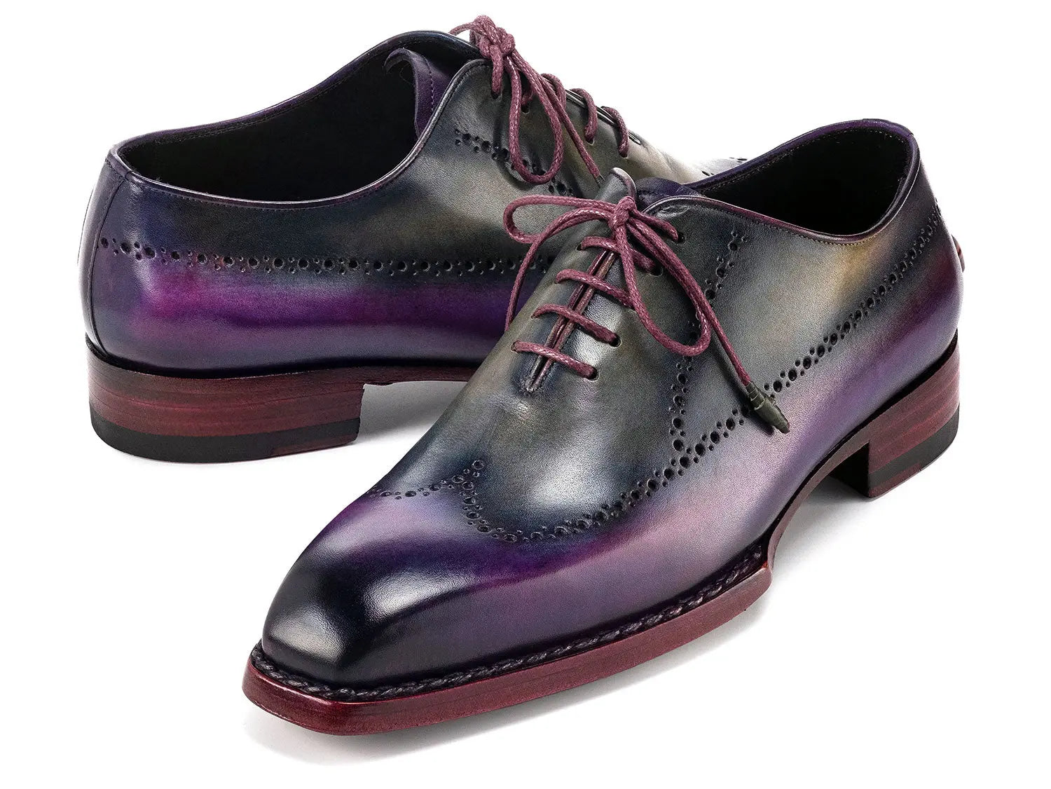 Paul Parkman Men's Purple/Grey Goodyear Welted Wingtip Oxfords (ID#81PRY73) PAUL PARKMAN