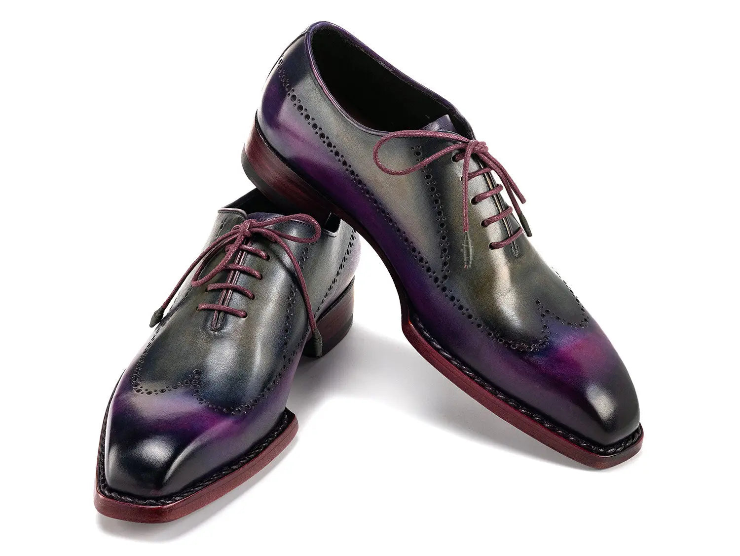 Paul Parkman Men's Purple/Grey Goodyear Welted Wingtip Oxfords (ID#81PRY73) PAUL PARKMAN