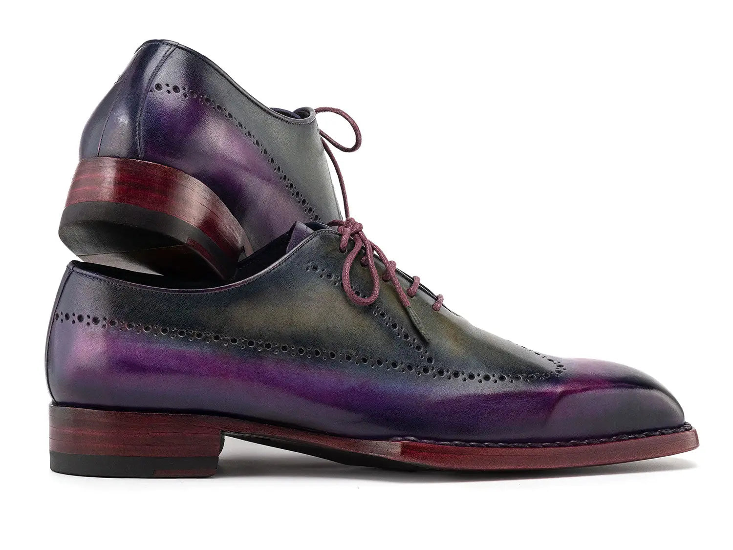 Paul Parkman Men's Purple/Grey Goodyear Welted Wingtip Oxfords (ID#81PRY73) PAUL PARKMAN