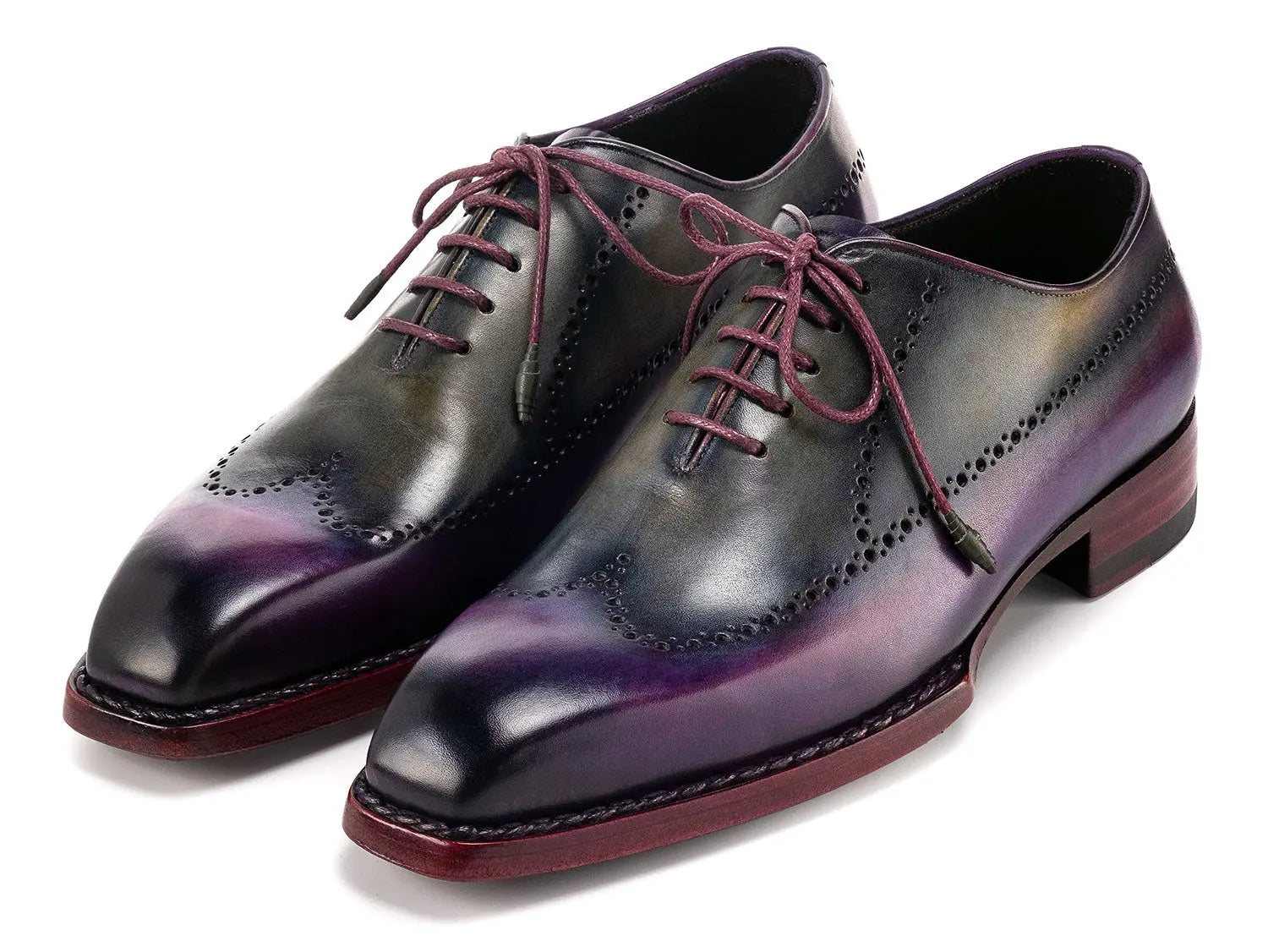 Paul Parkman Men's Purple/Grey Goodyear Welted Wingtip Oxfords (ID#81PRY73) PAUL PARKMAN