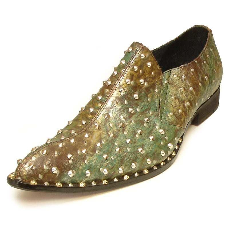 Fiesso FI-7011 Green Loafers