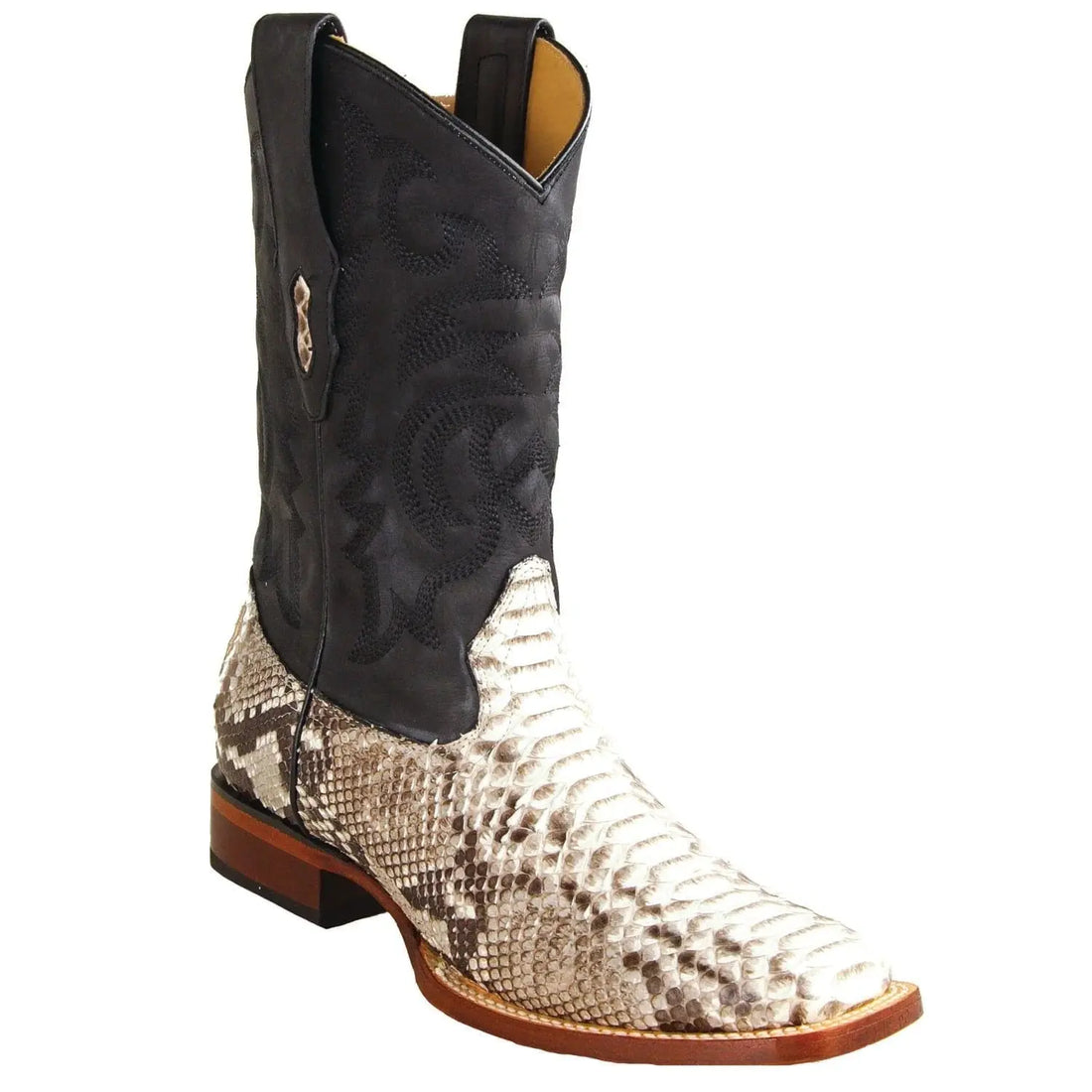 Los Altos 822N5749 Men's Natural Genuine Python Wide Square Toe Cowboy Boots