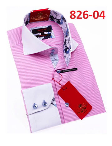 Axxess 826-04 Pink/White Pinstripes Cotton Casual Dress Shirt