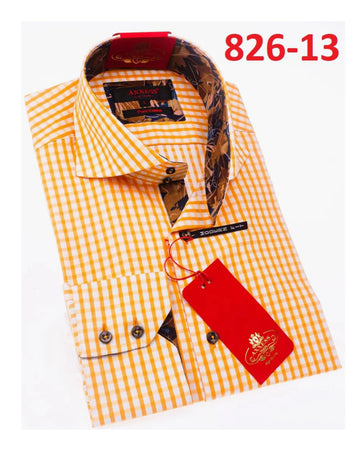 Axxess 826-13 Orange/White Cotton Casual Dress Shirt