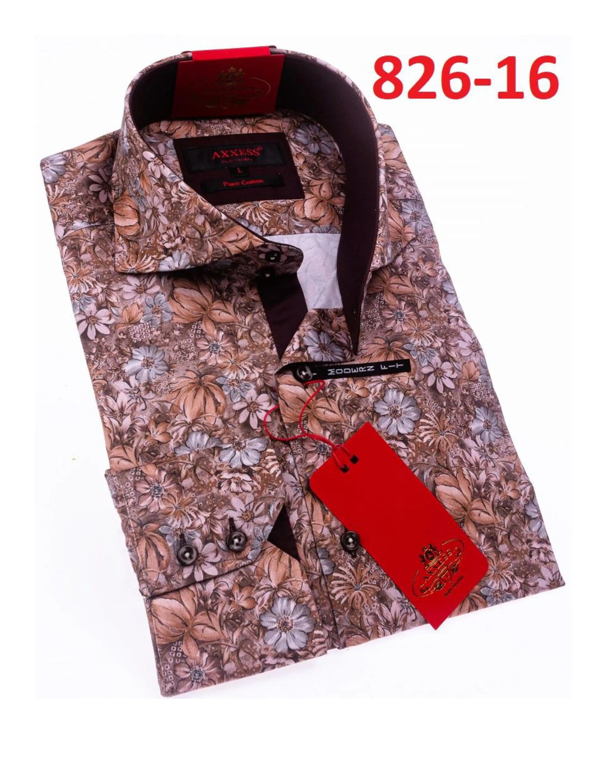 Axxess 826-16 Earth Tone Cotton Casual Dress Shirt