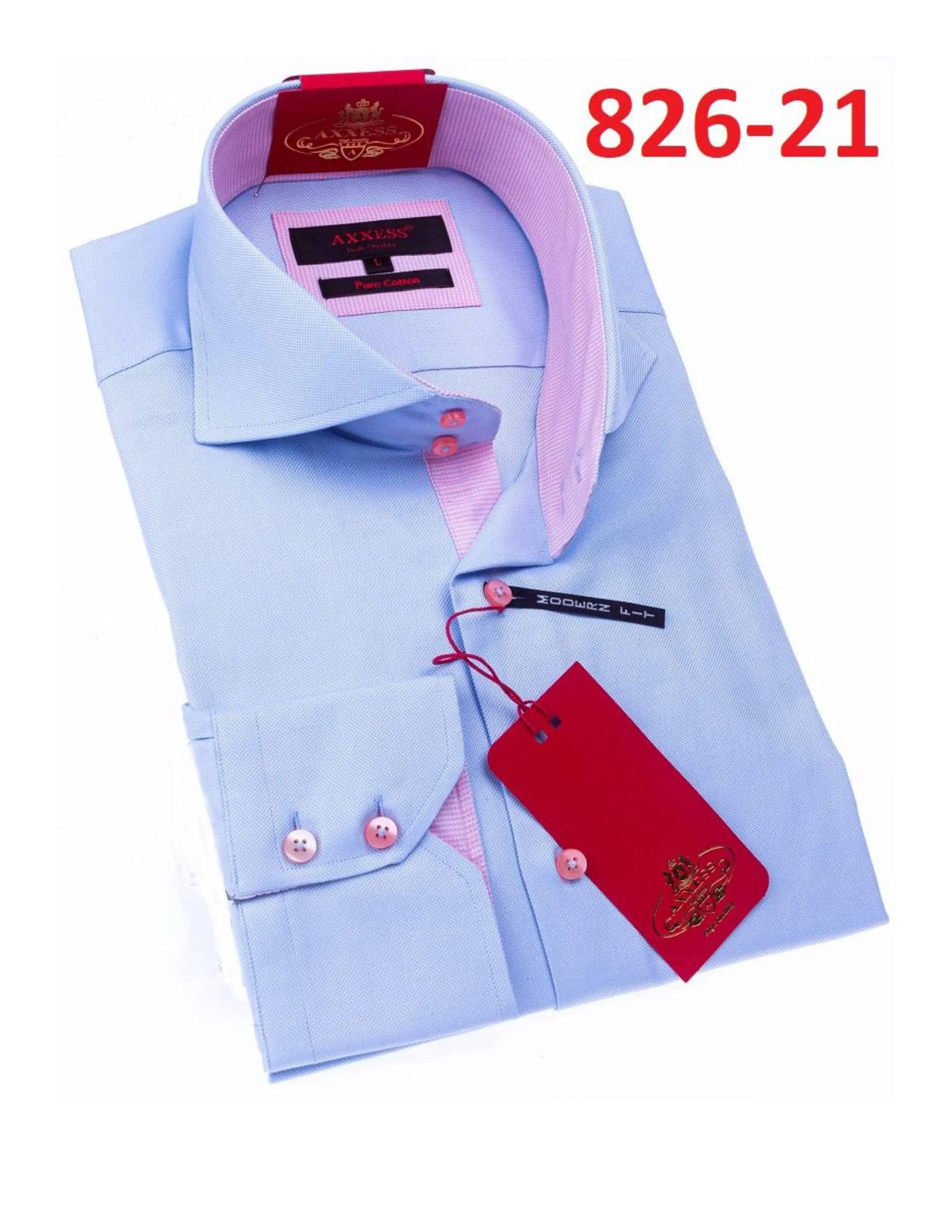 Axxess 826-21 Powder Blue Cotton Casual Dress Shirt