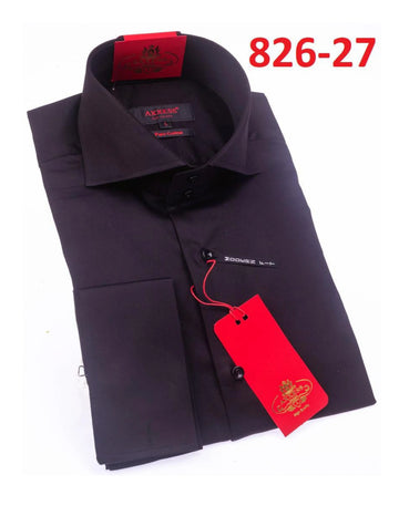 Axxess 826-27 Black Cotton Casual Dress Shirt