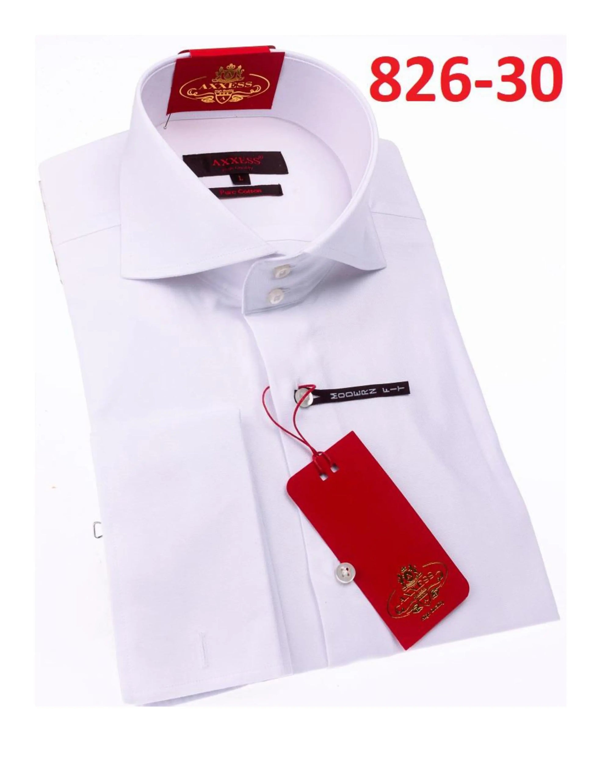 Axxess 826-30 White Cotton Casual Dress Shirt