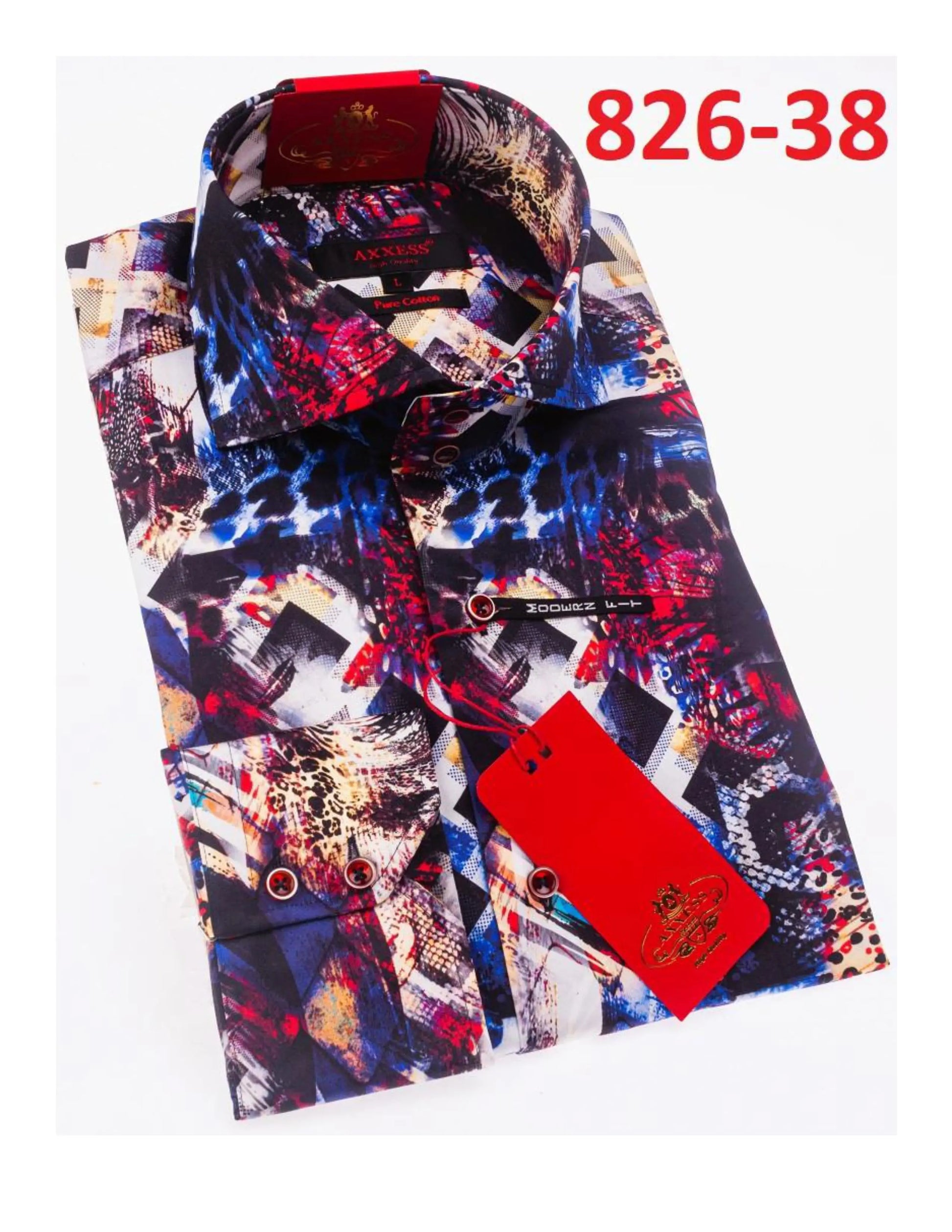 Axxess 826-38 Multicolor Cotton Casual Dress Shirt