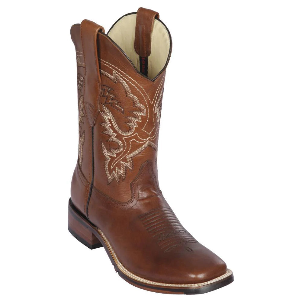 Los Altos 8263807 Men's Brown Genuine Pull Up Wide Square Toe Cowboy Boots