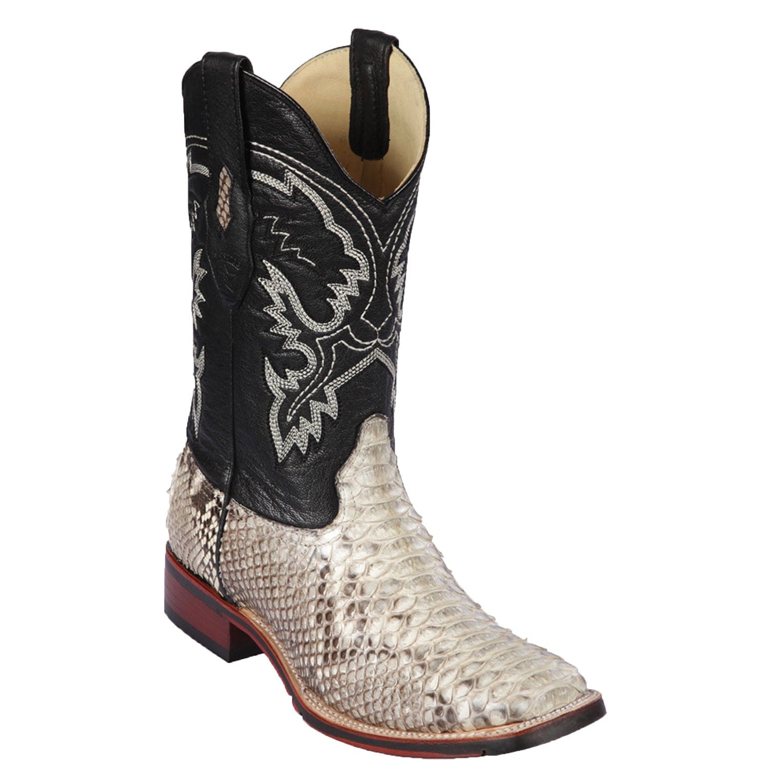 Los Altos 8265749 Men's Natural Genuine Python Wide Square Toe Cowboy Boots