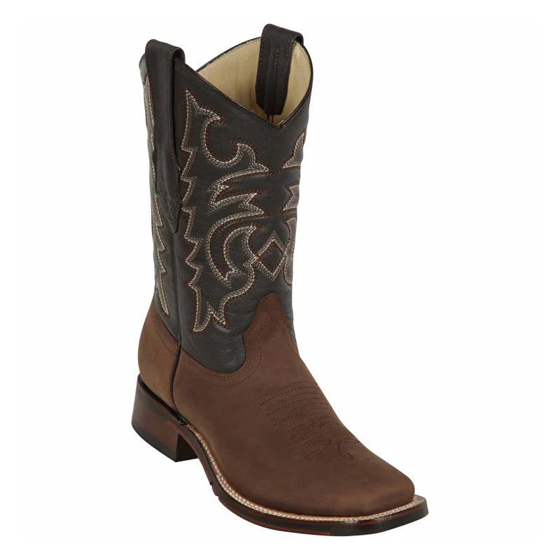 Los Altos 8266207 Men's Brown Genuine Wide Square Toe Cowboy Boots