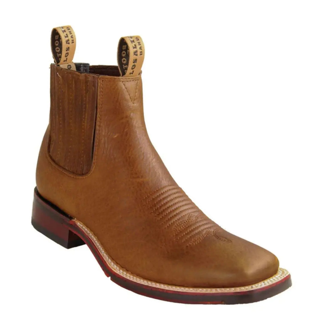 Los Altos 826BM9940 Men's Walnut Genuine Leather Wide Square Toe Ankle Boots