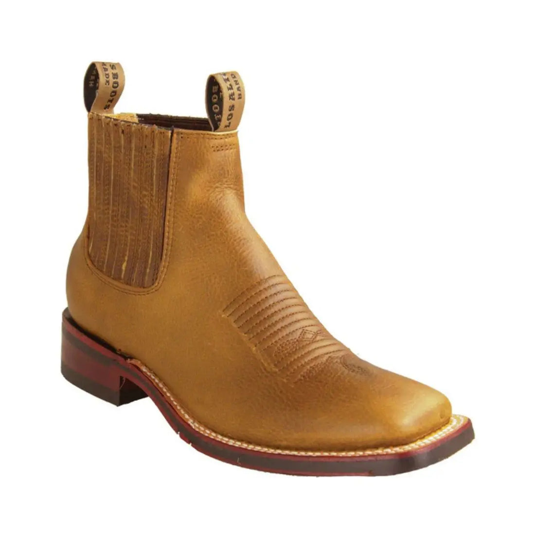 Los Altos 826BM9951 Men's Honey Genuine Leather Wide Square Toe Ankle Boots
