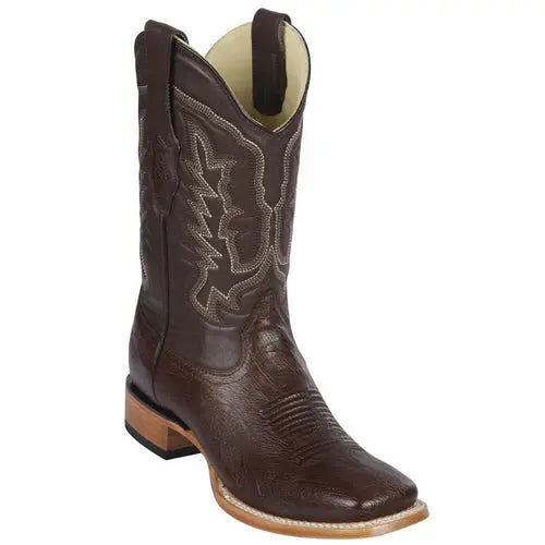 Los Altos 8279707C Men's Brown Genuine Ostrich Wide Square Toe Cowboy Boots