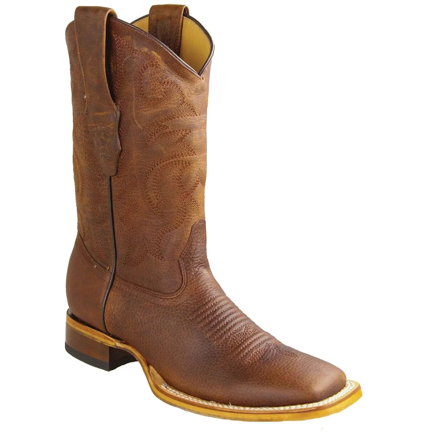 Los Altos 8289940 Men's Walnut Genuine Leather Wide Square Toe Cowboy Boots