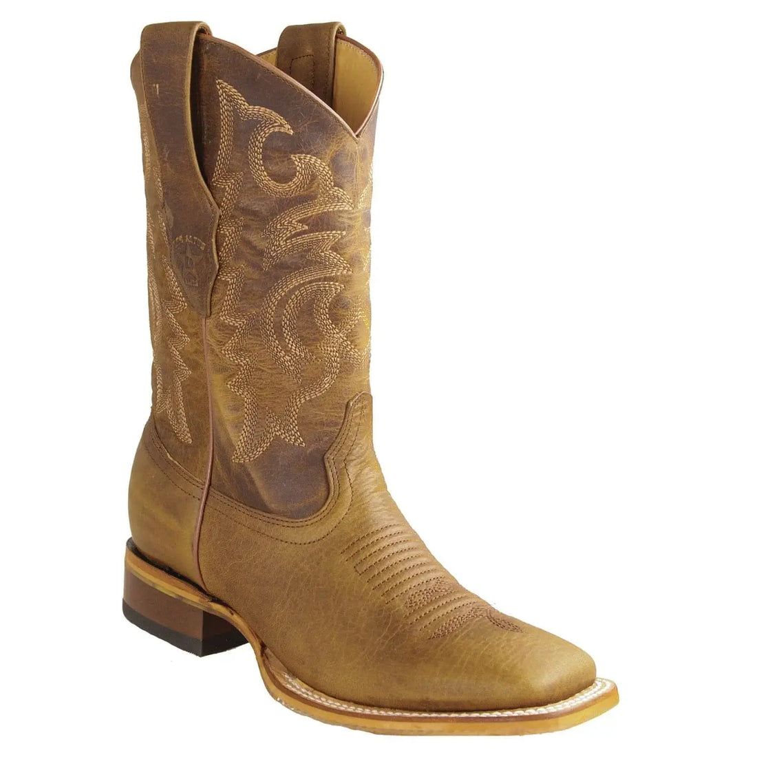 Los Altos 8289951 Men's Honey Genuine Leather Wide Square Toe Cowboy Boots