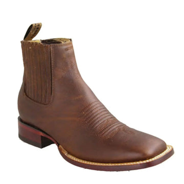 Los Altos 829BM9940 Men's Walnut Genuine Leather Wide Square Toe Ankle Boots
