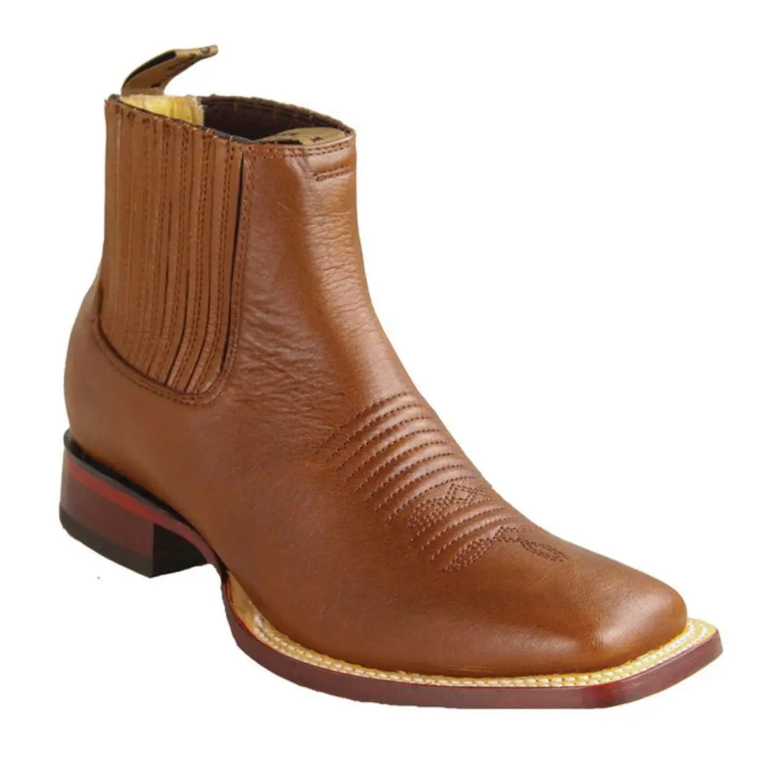 Los Altos 829BM2107 Men's Brown Genuine Leather Wide Square Toe Ankle Boots